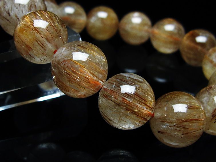 ルチルクォーツ ブレスレット キャッツアイ 14mm 一点物 メール便可 [M便 1/10] 111-45900