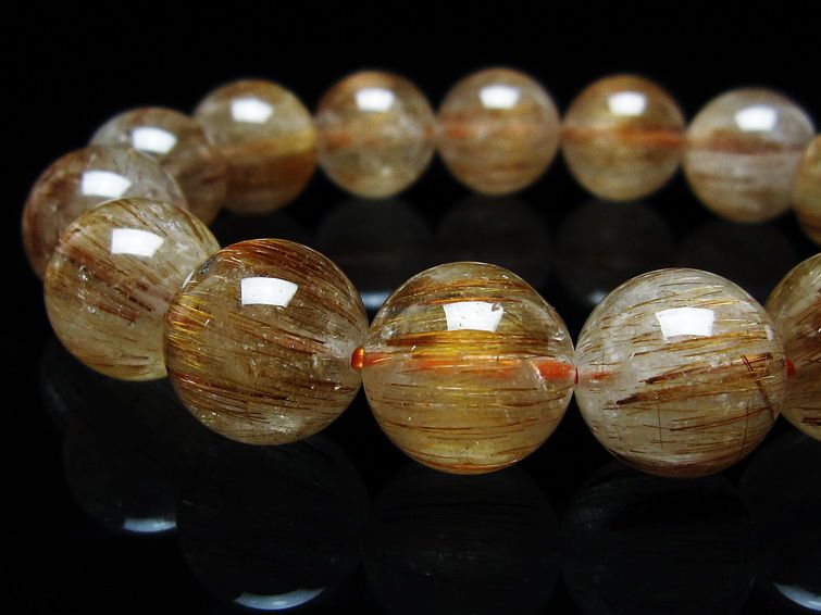 ルチルクォーツ ブレスレット キャッツアイ 14mm 一点物 メール便可 [M便 1/10] 111-45900