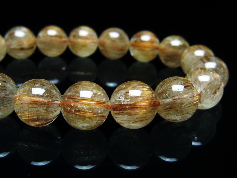 ルチルクォーツ ブレスレット キャッツアイ 11mm 一点物 メール便可 [M便 1/10] 111-45901