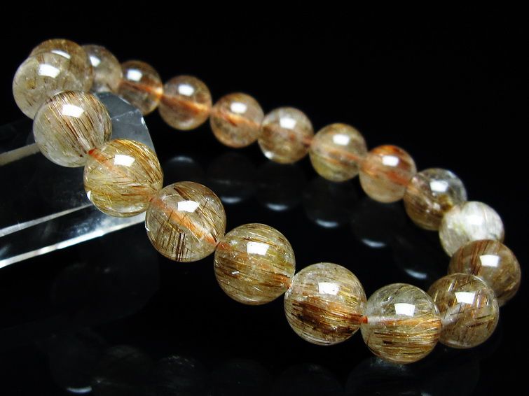 ルチルクォーツ ブレスレット キャッツアイ 10mm 一点物 メール便可 [M便 1/10] 111-45902