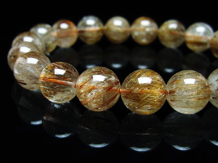 ルチルクォーツ ブレスレット キャッツアイ 10mm 一点物 メール便可 [M便 1/10] 111-45902