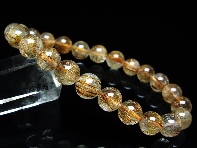 ルチルクォーツ ブレスレット キャッツアイ 8mm 一点物 メール便可 [M便 1/10] 111-45904