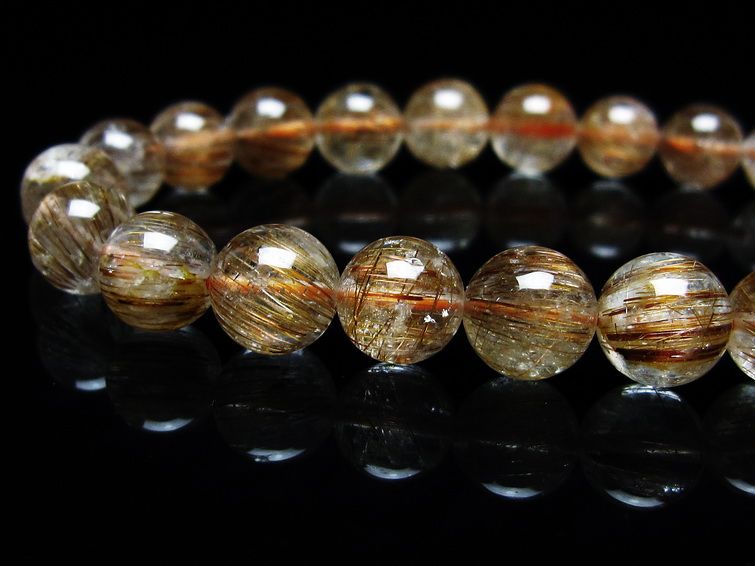 ルチルクォーツ ブレスレット キャッツアイ 8mm 一点物 メール便可 [M便 1/10] 111-45904