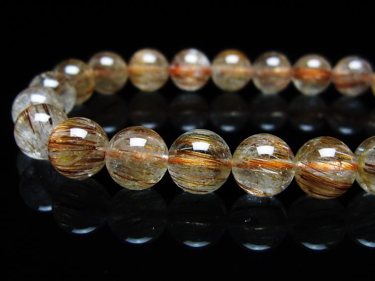 ルチルクォーツ ブレスレット キャッツアイ 8mm 一点物 メール便可 [M便 1/10] 111-45905