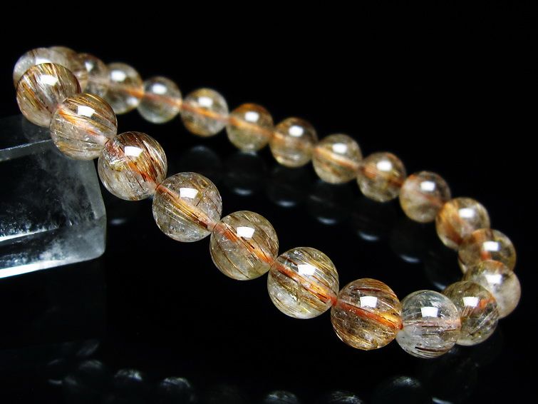 ルチルクォーツ ブレスレット キャッツアイ 8mm 一点物 メール便可 [M便 1/10] 111-45907