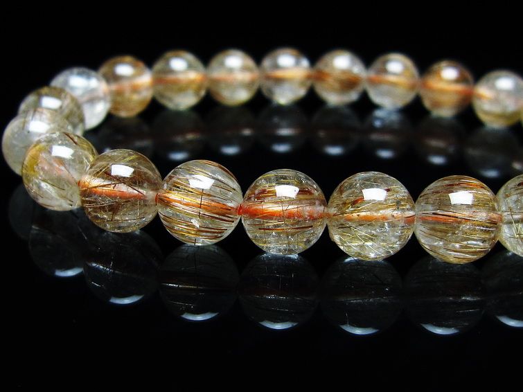 ルチルクォーツ ブレスレット キャッツアイ 8mm 一点物 メール便可 [M便 1/10] 111-45907