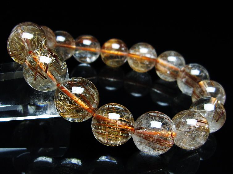 ルチルクォーツ ブレスレット キャッツアイ 13mm 一点物 メール便可 [M便 1/10] 111-45911