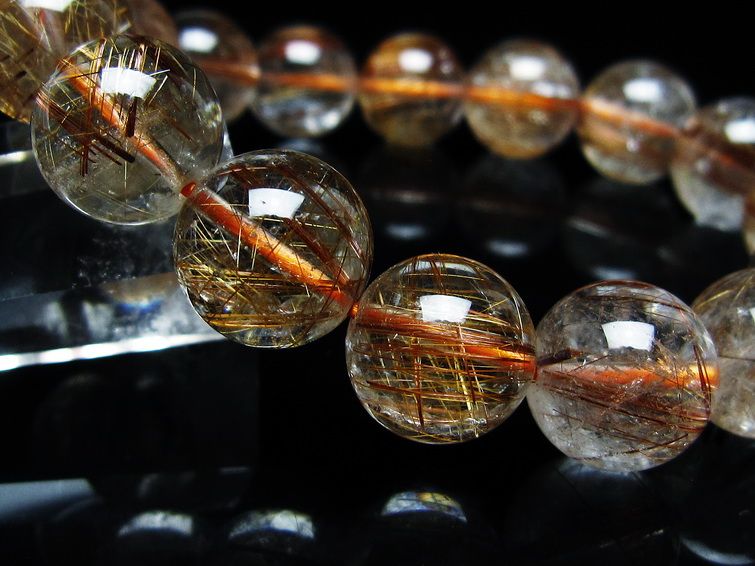 ルチルクォーツ ブレスレット キャッツアイ 13mm 一点物 メール便可 [M便 1/10] 111-45911
