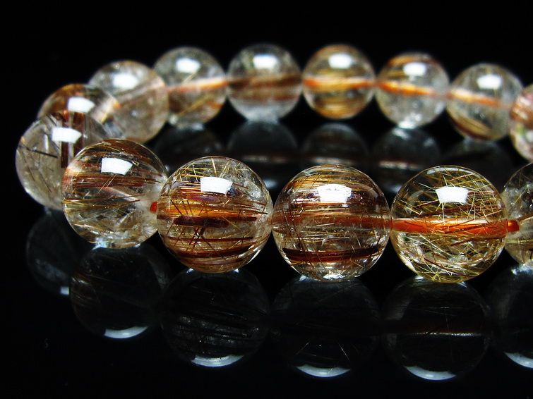 ルチルクォーツ ブレスレット キャッツアイ 13mm 一点物 メール便可 [M便 1/10] 111-45911