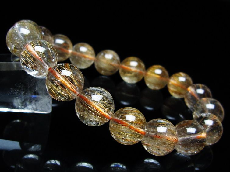 キャッツアイルチルクォーツ ブレスレット 12mm ルチルクォーツ ブレス 一点物 メール便可 [M便 1/10] 111-45913