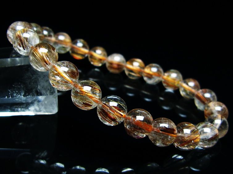 ルチルクォーツ ブレスレット キャッツアイ 8mm 一点物 メール便可 [M便 1/10] 111-45914
