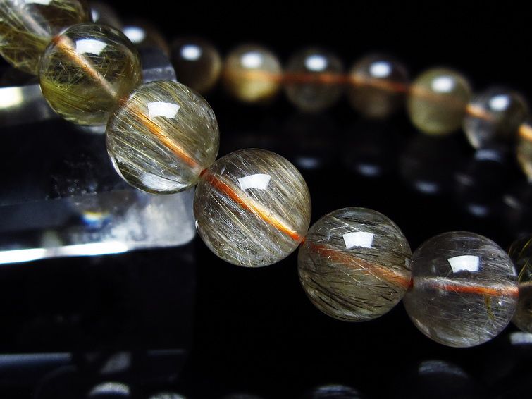 ルチルクォーツ ブレスレット キャッツアイ 10mm 一点物 メール便可 [M便 1/10] 111-45916