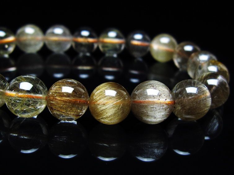 ルチルクォーツ ブレスレット キャッツアイ 10mm 一点物 メール便可 [M便 1/10] 111-45916