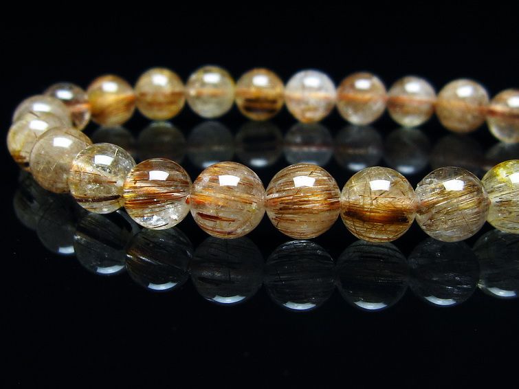 ルチルクォーツ ブレスレット キャッツアイ 8mm 一点物 メール便可 [M便 1/10] 111-45918