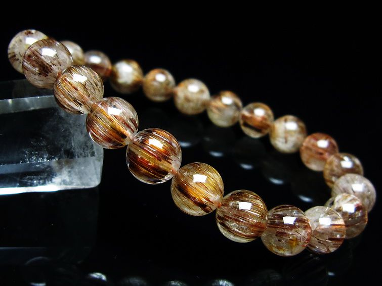 ルチルクォーツ ブレスレット キャッツアイ 8mm 一点物 メール便可 [M便 1/10] 111-45920