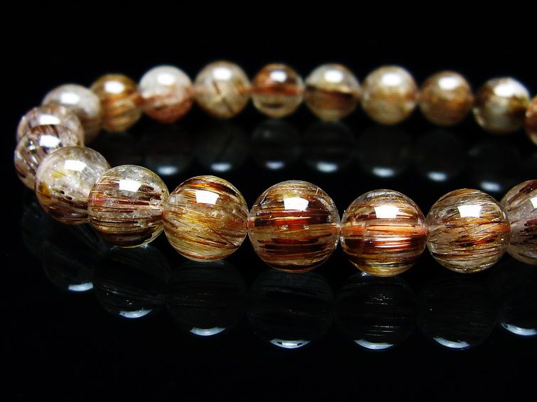 ルチルクォーツ ブレスレット キャッツアイ 8mm 一点物 メール便可 [M便 1/10] 111-45920