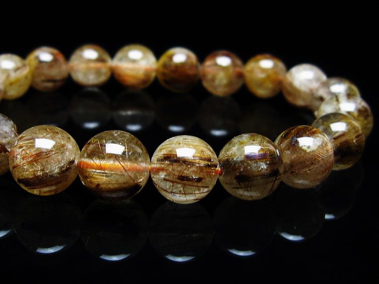 ルチルクォーツ ブレスレット キャッツアイ 10mm 一点物 メール便可 [M便 1/10] 111-45922