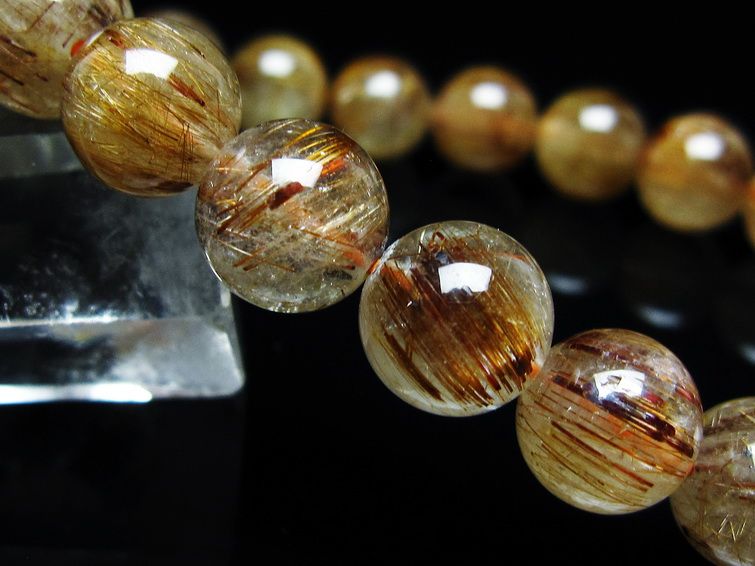ルチルクォーツ ブレスレット キャッツアイ 10mm 一点物 メール便可 [M便 1/10] 111-45923