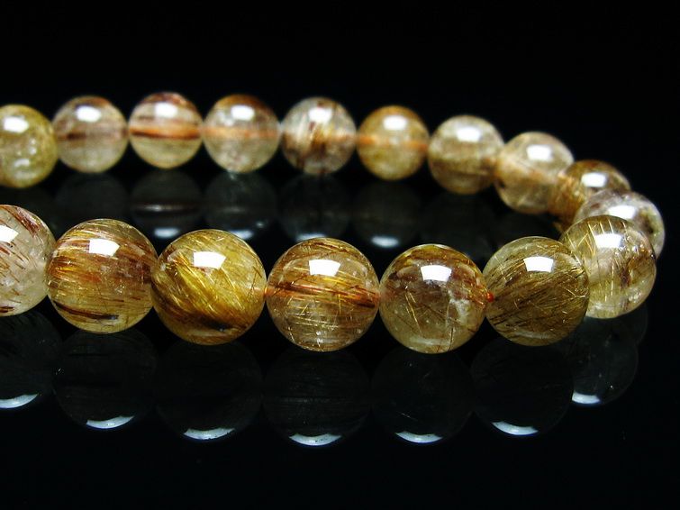 ルチルクォーツ ブレスレット キャッツアイ 10mm 一点物 メール便可 [M便 1/10] 111-45923