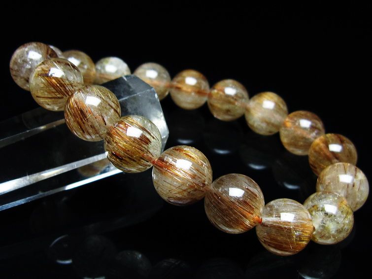 ルチルクォーツ ブレスレット キャッツアイ 11mm 一点物 メール便可 [M便 1/10] 111-45925