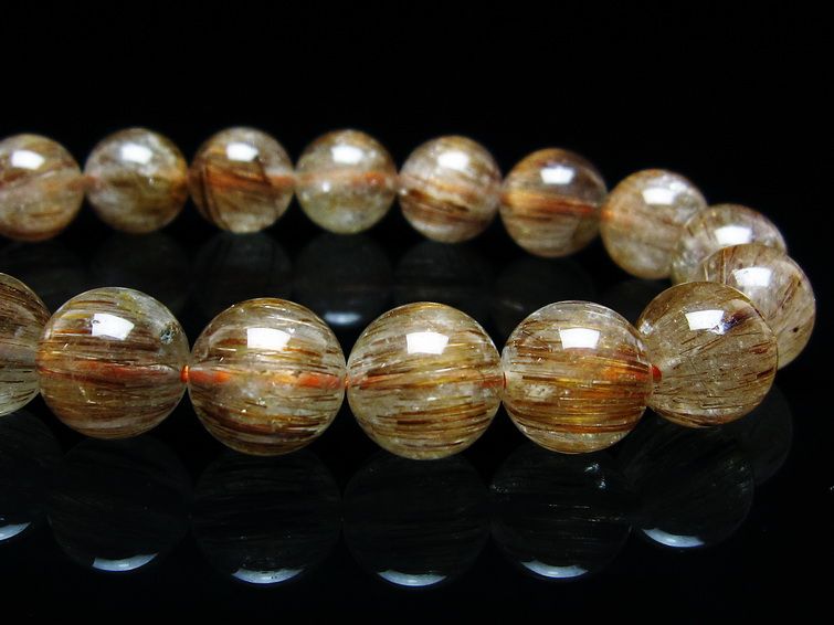 ルチルクォーツ ブレスレット キャッツアイ 11mm 一点物 メール便可 [M便 1/10] 111-45925