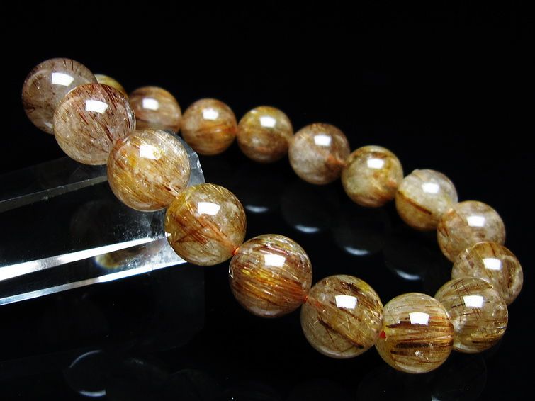 ルチルクォーツ ブレスレット キャッツアイ 11mm 一点物 メール便可 [M便 1/10] 111-45926