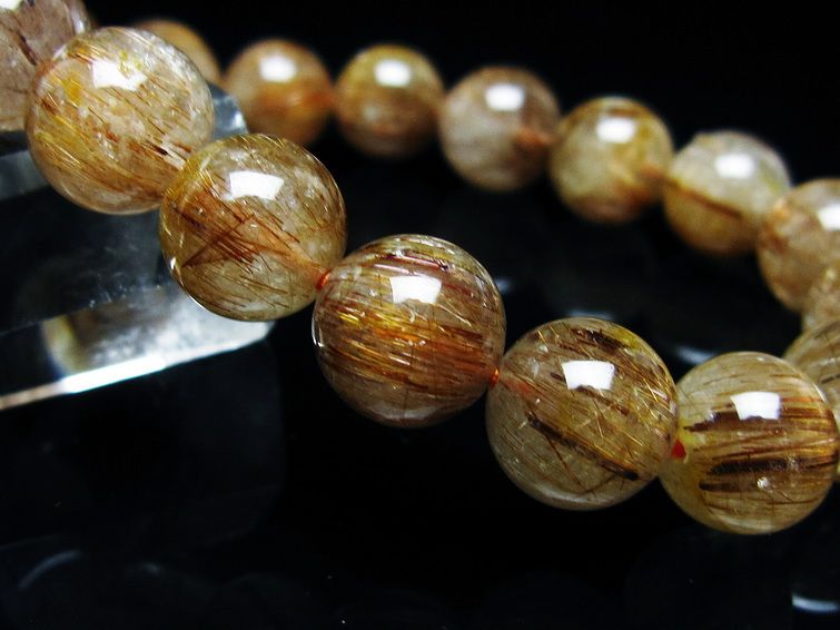 ルチルクォーツ ブレスレット キャッツアイ 11mm 一点物 メール便可 [M