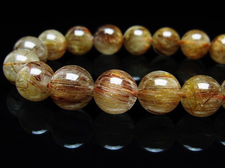 ルチルクォーツ ブレスレット キャッツアイ 11mm 一点物 メール便可 [M便 1/10] 111-45926