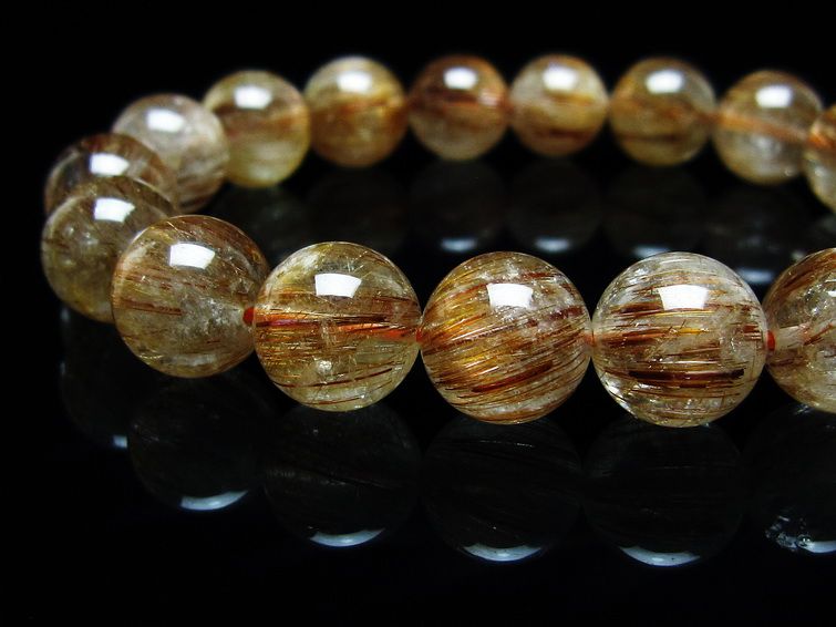 ルチルクォーツ ブレスレット キャッツアイ 11mm 一点物 メール便可 [M便 1/10] 111-45928