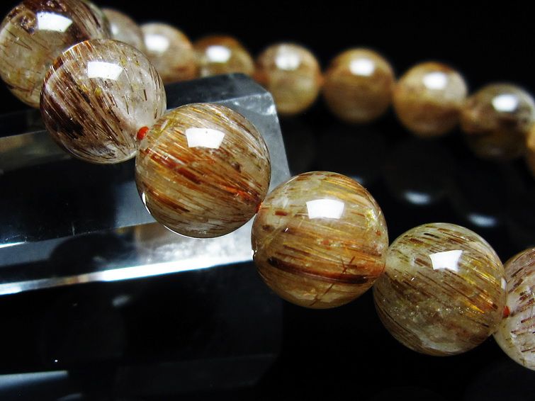 ルチルクォーツ ブレスレット キャッツアイ 12mm 一点物 メール便可 [M便 1/10] 111-45931