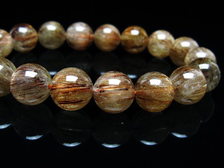 ルチルクォーツ ブレスレット キャッツアイ 12mm 一点物 メール便可 [M便 1/10] 111-45931