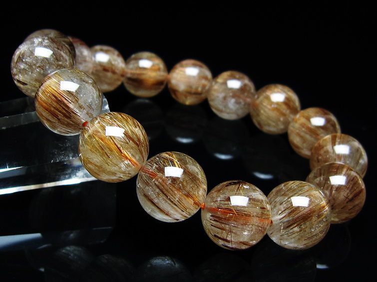 ルチルクォーツ ブレスレット キャッツアイ 13mm 一点物 メール便可 [M便 1/10] 111-45933