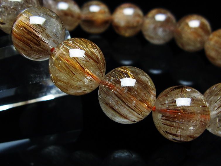 ルチルクォーツ ブレスレット キャッツアイ 13mm 一点物 メール便可 [M便 1/10] 111-45933