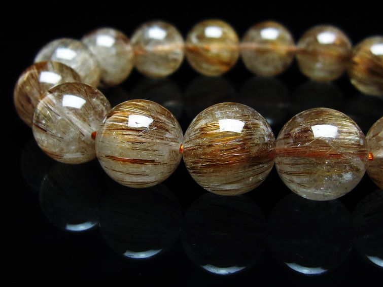 ルチルクォーツ ブレスレット キャッツアイ 13mm 一点物 メール便可 [M便 1/10] 111-45933