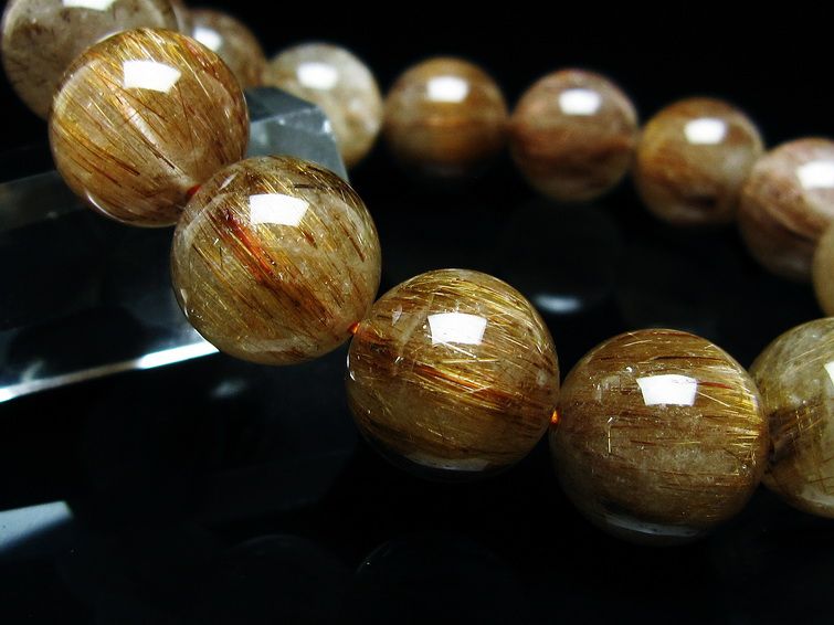 ルチルクォーツ ブレスレット キャッツアイ 14mm 一点物 メール便可 [M便 1/10] 111-45934