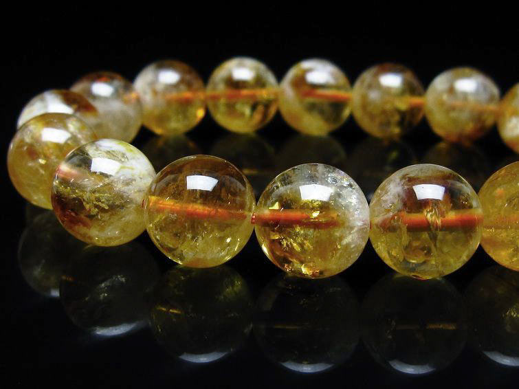 シトリンクォーツ ブレスレット 虹入り 12mm シトリン ブレス 一点物 メール便可 [M便 1/10] 111-46123