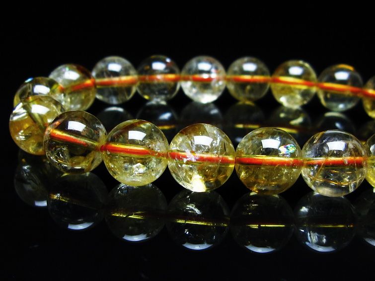 シトリンクォーツ ブレスレット 虹入り 10mm シトリン ブレス 一点物 メール便可 [M便 1/10] 111-46230
