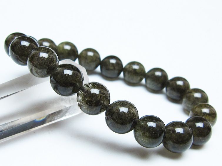 ブラックルチルクォーツ ブレスレット 11mm ブラックトルマリン トルマリネイテッドクォーツ 一点物 メール便可 [M便 1/10] 111-47029