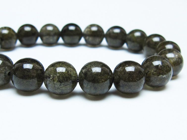 ブラックルチルクォーツ ブレスレット 11mm ブラックトルマリン トルマリネイテッドクォーツ 一点物 メール便可 [M便 1/10] 111-47029