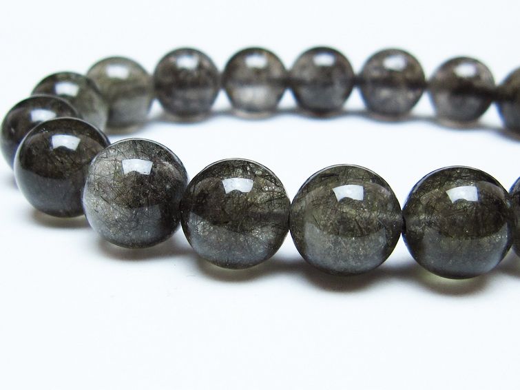 ブラックルチルクォーツ ブレスレット 11mm ブラックトルマリン トルマリネイテッドクォーツ 一点物 メール便可 [M便 1/10] 111-47030