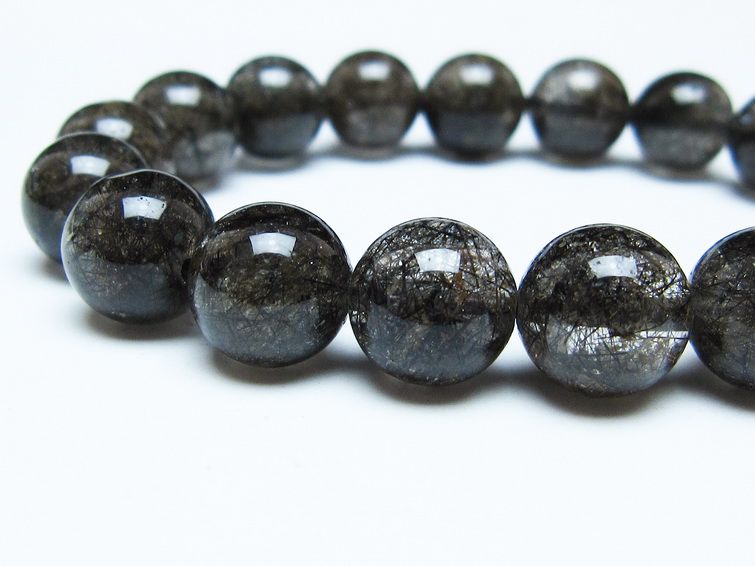 ブラックルチルクォーツ ブレスレット 11mm ブラックトルマリン トルマリネイテッドクォーツ 一点物 メール便可 [M便 1/10] 111-47031