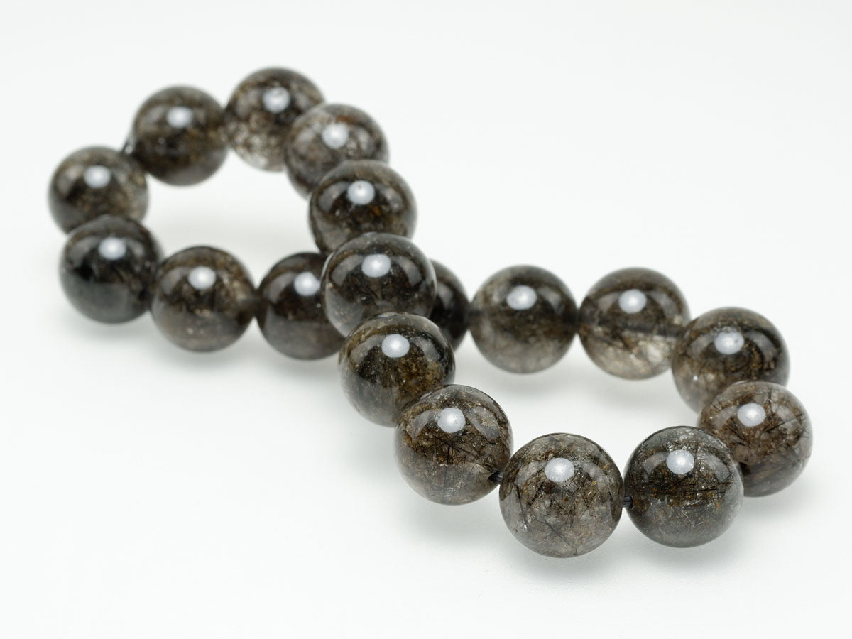 ブラックルチルクォーツ ブレスレット 11mm ブラックトルマリン トルマリネイテッドクォーツ 一点物 メール便可 [M便 1/10] 111-47031