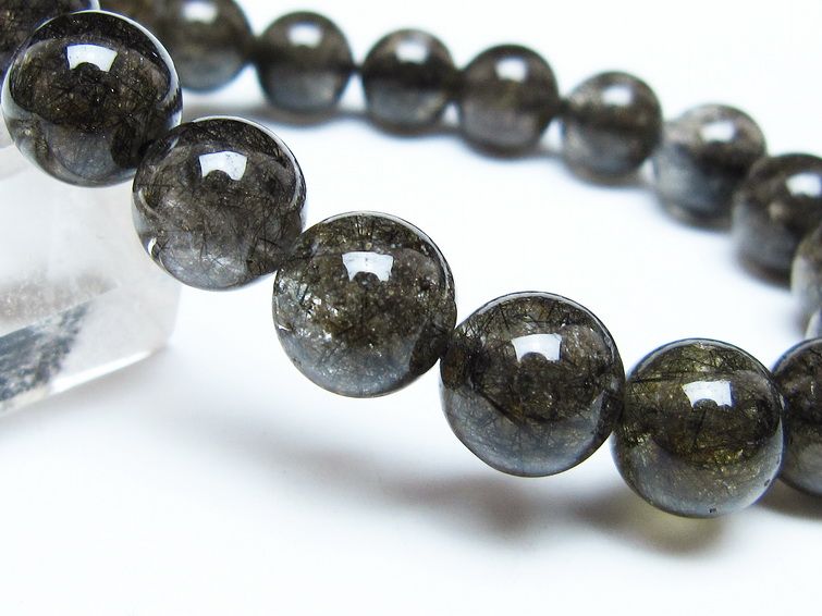 ブラックルチルクォーツ ブレスレット 11mm ブラックトルマリン トルマリネイテッドクォーツ 一点物 メール便可 [M便 1/10] 111-47032
