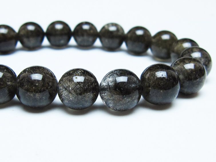ブラックルチルクォーツ ブレスレット 11mm ブラックトルマリン トルマリネイテッドクォーツ 一点物 メール便可 [M便 1/10] 111-47032