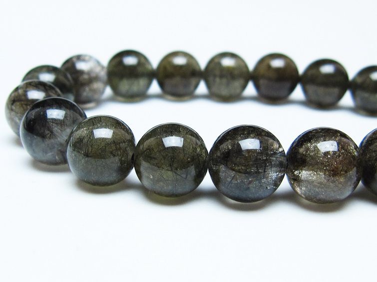 ブラックルチルクォーツ ブレスレット 11mm ブラックトルマリン トルマリネイテッドクォーツ 一点物 メール便可 [M便 1/10] 111-47033