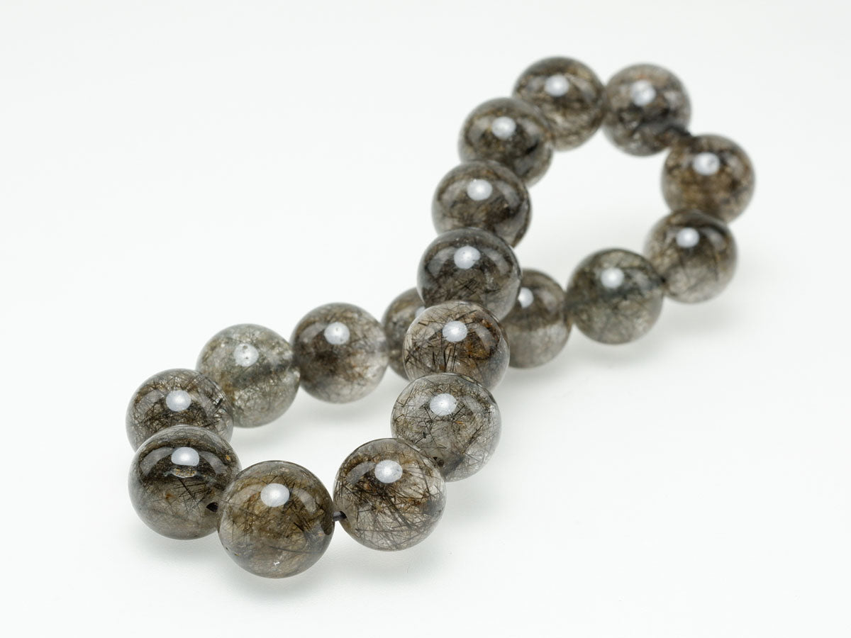 ブラックルチルクォーツ ブレスレット 11mm ブラックトルマリン トルマリネイテッドクォーツ 一点物 メール便可 [M便 1/10] 111-47034