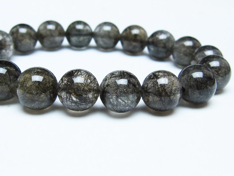 ブラックルチルクォーツ ブレスレット 11mm ブラックトルマリン トルマリネイテッドクォーツ 一点物 メール便可 [M便 1/10] 111-47034