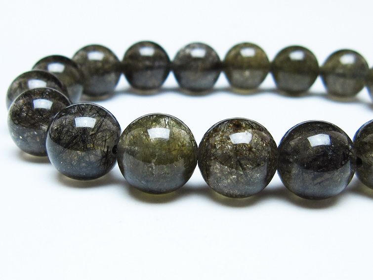 ブラックルチルクォーツ ブレスレット 12mm ブラックトルマリン トルマリネイテッドクォーツ 一点物 メール便可 [M便 1/10] 111-47035
