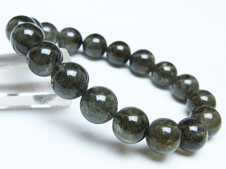 ブラックルチルクォーツ ブレスレット 12mm ブラックトルマリン トルマリネイテッドクォーツ 一点物 メール便可 [M便 1/10] 111-47036