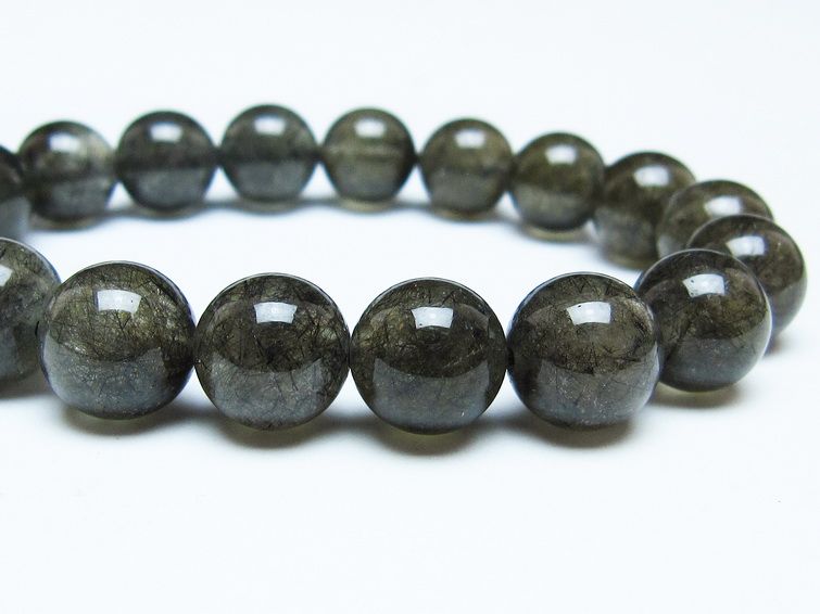 ブラックルチルクォーツ ブレスレット 12mm ブラックトルマリン トルマリネイテッドクォーツ 一点物 メール便可 [M便 1/10] 111-47036